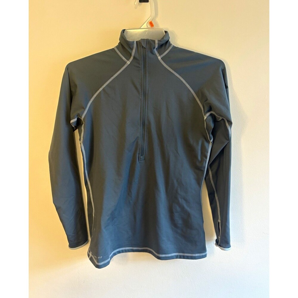 Nike Pro Men’s L Gray Mock Neck Long Sleeve Stretch Athletic Pullover Top